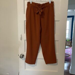 LOFT Rust Tie-Waist Cropped Pants